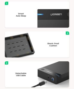 UGREEN External Hard Drive Enclosure for 3.5 2.5 Inch SATA SSD HDD USB 3.0 to SATA III Hard Drive Case with UASP 12V Power Adapter Compatible with WD Seagate Toshiba Samsung Hitachi PS5 Xbox 32 51zUUbBkTTL