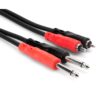 Hosa CPR-201 Dual 1/4" TS to Dual RCA Stereo Interconnect Cable, 1 Meter Black