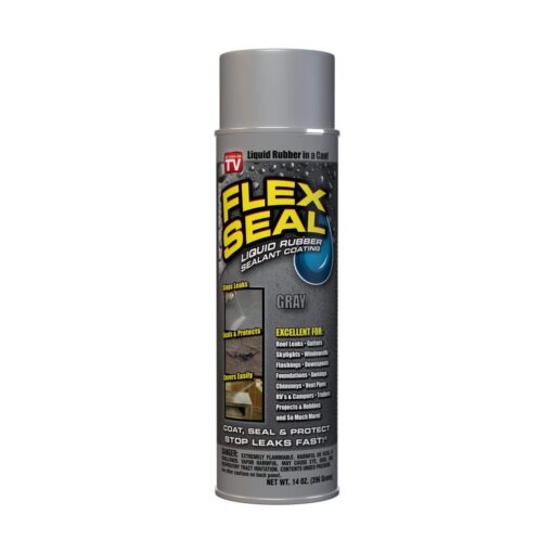 Flex Seal, 14 oz, Gray, Stop Leaks Instantly, Waterproof Rubber Spray On Sealant Coating, Perfect for Gutters, Wood, RV, Campers, Roof Repair, Skylights, Windows, and More