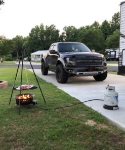 Sunnydaze Outdoor Fire Pit Tripod Cooking Grill System - Black Steel Grate and Legs - 22-Inch 24 51zpZzPMguL