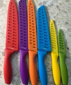 Amazon Basics Color-Coded Kitchen 12-Piece Knife Set, 6 Knives with 6 Blade Guards, Multicolor, 13.88 x 4.13 x 1.38 inch 33 51zrrvV7ssL