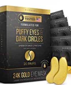 DERMORA Golden Glow Under Eye Patches (20 Pairs Eye Gels) - Rejuvenating Treatment for Dark Circles, Puffy Eyes, Refreshing, Revitalizing, Travel, Wrinkles 20 Count (Pack of 1) 34 51zrxKfufzL