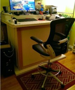 Modway Attainment Vinyl Drafting Chair - Drafting Stool With Flip-Up Arm in Black 56 51zvmnpqO4L