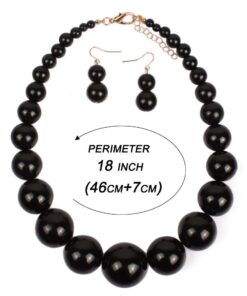 KOSMOS-LI Large Style Big Imitate Pearl Strand Choker Necklace With Earrings Set Black 10 51zwco8eauL