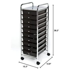 Seville Classics Rolling Utility Organizer Storage Cart, for Home Office, School, Classroom, Scrapbook, Hobby, Craft, 10 Drawer, Black 30 51zzgyGldAL