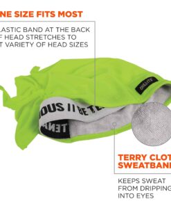 Ergodyne Chill-Its 6615 Performance Bandana Do Rag Skull Cap, Terry Cloth Sweatband, Moisture Wicking,Lime Lime 13 61 042DE6qL