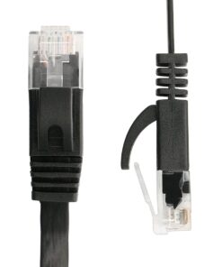 Cat 6 Ethernet Cable 50 Ft, Outdoor & Indoor, 10Gbps Support Cat7 Network, Heavy Duty Flat Internet LAN Patch Cord, Solid High Speed Weatherproof Cable with Clips for Router, Modem, PS4/5, Xbox, Black 50ft 31 61 06VV95wL