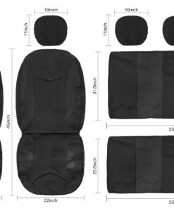 CAROMOP Waterproof Car Seat Cover Full Seats, Neoprene Seat Covers for Cars,Split Bench Compatible Car Interior Covers, Universal Fit Most Car Sedan Truck SUV(Black) Black Full Set 21 61 1EmkO9 L