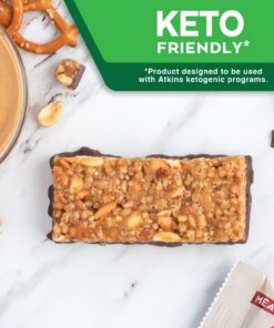 Atkins Chocolate Peanut Butter Pretzel Protein Meal Bar, High Fiber, 16g Protein, 1g Sugar, 4g Net Carbs, Meal Replacement, Keto Friendly, 5 Count 16 61 1GzHHM4L