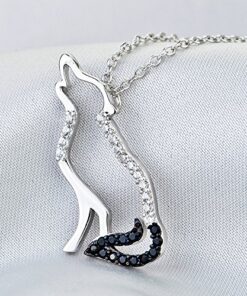 YFN Wolf Pendant Necklace 925 Sterling Silver Cubic Zirconial Wolf Moon Necklace 18" Birthday Day Jewelry for Girlfriend Wife Black Cz Wolf Necklace 17 61 1coKi2VL