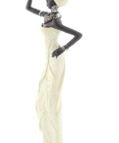 Deco 79 Polystone Woman Standing African Sculpture with Red Water Pots and Black Base, Set of 2 16"H, 4"W, Cream 27 61 2Znc3l1L