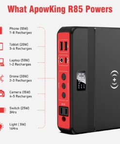 Portable Power Bank with AC Outlet, 83Wh/22500mAh 110V/85W Portable Laptop Charger Battery Bank, External Battery Pack Power Supply for Home Emergency Outage, Outdoor Camping RV Trip Adventure Red 48 61 2tcIPYL