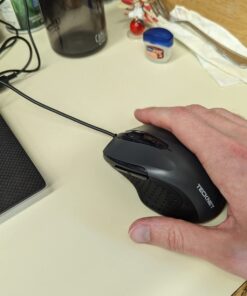 TECKNET USB Wired Mouse, 6-Button Corded Mouse with 2 Adjustable DPI, Optical Computer Mouse with Ergonomic Design and 5FT Cord for Laptop, Chromebook, PC, Desktop, Mac, Notebook-Gray GRAY 31 61 91HAoQwL