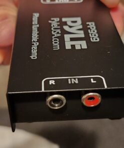Pyle Phono Turntable Preamp - Mini Electronic Audio Stereo Phonograph Preamplifier with RCA Input, RCA Output & Low Noise Operation Powered by 12 Volt DC Adapter - PP999 , Black Single 29 61 9wrTn9hL