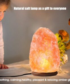 AMOYSTONE 1p Small Salt Rock Lamp Natural Himalayan Salt Lamps with UL Dimmer Cord & Bulbs, 6-7 inch 3-4lbs Wooden Base Gift Box Orange Natural 6-7 Inch 11 61 AWniO0uL