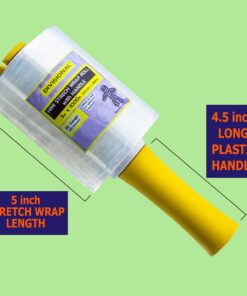 DIVISIONAL Mini Stretch Wrap Roll with Handle 5in x 1000ft Clear 80 Gauge Plastic Wrap Self Adhering Wrapping Moving Shipping Packaging Stretch Film Pallet Film 1 24 61 GEgJ9T6L