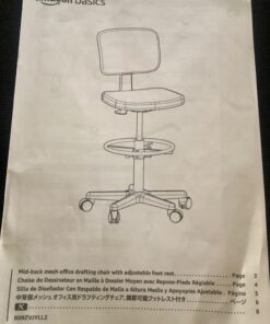 Amazon Basics Mid-back Mesh Office Drafting Chair Stool with Adjustable Footrest, Black No Arms 55 61 HJ6tnTBL