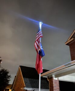 Deluxe Flag Pole Light Solar Powered - 1300 Lumen Solar Light for Flagpole - Light Up American Flag Outdoor with Solar Flag Pole Light from Dusk to Dawn for 12+ Hours - 100% Coverage Silver Flag Light Deluxe Silver 33 61 Hx Y4r0L
