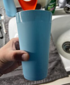 US Acrylic Newport 20 ounce Unbreakable Plastic Stackable Water Tumblers in Blue Sky | Set of 12 Drinking Cups | Reusable, BPA-free, Made in the USA, Top-rack Dishwasher and Microwave Safe 20-ounce 32 61 ILS z45L