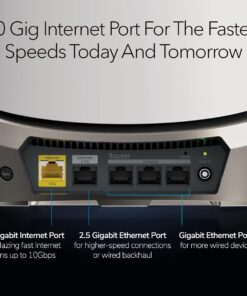 NETGEAR Orbi Quad-Band WiFi 6E Mesh System (RBKE963), Router with 2 Satellite Extenders, 10.8Gbps Speed, Coverage up to 9,000 sq. ft., 200 Devices, 10 Gig Internet Port, AXE11000 802.11ax WiFi 6E | 3-Pack 26 61 IOO rvBL