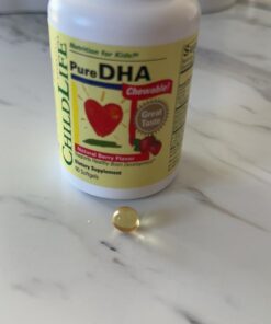 CHILDLIFE ESSENTIALS Pure DHA Dietary Supplement - DHA for Infants & Kids, Supports Healthy Brain Growth & Function, All-Natural, Gluten-Free, DHA Supplement - Strawberry Flavor, 90 Count (1 Pack) 90 Count (Pack of 1) 12 61 JI7JshKL