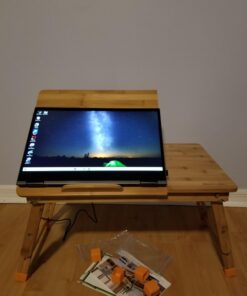Laptop Desk Nnewvante Adjustable Bed Desk Table Bamboo with USB Fan Foldable Bed Tray w' Drawer 21.6" with Fan 51 61 Jhy1vjRL
