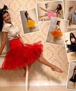 RULTA Women's 50s Vintage Petticoat 26" Crinoline Rockabilly Tutu Skirt Slip S-L Small Red 9 61 LrL qO0L