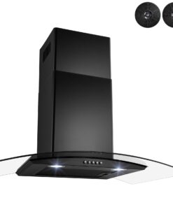 AKDY 30 in. Convertible Wall Mount Range Hood with Tempered Glass and Carbon Filters in Black Painted Stainless Steel 13 61 Mk5OkCCL