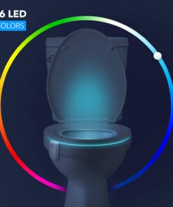 LumiLux Toilet Light with Motion Detection Sensor - 16-Color LED Bathroom Toilet Bowl Light (White) 1 Pack 30 61 NG5arTlL