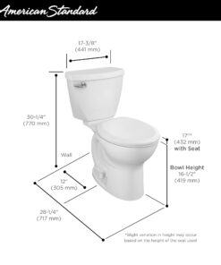 American Standard Cadet 3 Right Height Round Front Flowise Two-Piece High Efficiency Toilet with 12-Inch Rough-In, White White 9 61 Pz7kF6TL