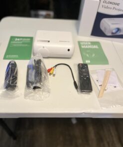 Mini Projector, CLOKOWE 2023 Upgraded Portable Projector with 9000 Lux and Full HD 1080P, Movie Projector Compatible with iOS/Android Phone/Tablet/Laptop/PC/TV Stick/Box/USB Drive/DVD/Game Console 38 61 Q64v6wYL