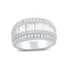 SILVERCLOSEOUT Rhodium Plated Sterling Silver Wide Square Cut Womens Cubic Zirconia Statement Ring Unique Silver Ladies Cocktail Rings (Size 4-11)