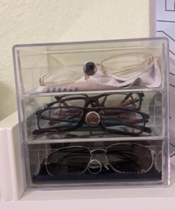 iDesign Plastic Divided 3-Drawer Vanity & Countertop Organizer – 7" x 6.5" x 6.5”, Clear 3 Drawer 37 61 UVPASfmL