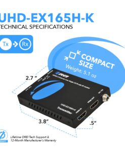 OREI HDMI Extender UltraHD Over Single Cat6/Cat7 Cable 4K @ 60Hz with HDR & IR Control - Up to 165 ft EDID Management 13 61 VxZIO1qL