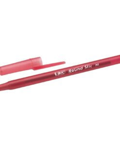 BIC Round Stic Xtra Life Ballpoint Pens, Medium Point (1.0mm), Red, 12-Count Pack, Stick Pens for Office Supplies (GSM11-RED) 12 Count (Pack of 1) Ballpoint Pen 23 61 YEHdqiWL