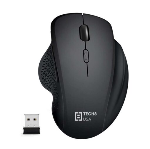 Wireless Ergonomic Mouse, Comfort Grip, Quiet, Smooth Cursor, 3-Level DPI, Portable, 5 Button, Black, for Laptop and Desktop, PC, Mac- Assembled and Packaged in USA