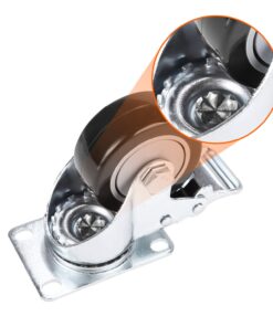 COOCHEER Casters, 3'' Heavy Duty Casters, Load 1200lbs, Lockable Bearing Casters with Brakes, 360-degree Top Plate Swivel Casters for Furniture and Workbench, Casters Set of 4, Black (Free Screws) 15 61 darjR OL