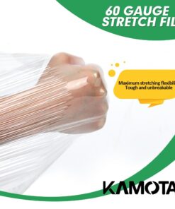 Stretch Film, KAMOTA Stretch Wrap with Handles Industrial Strength, Moving Wrapping Plastic Roll, Shrink Wrap for Pallet Wrap, 15" x 1000 Feet, 4 Pack, 60 Gauge 13 61 ejEPdhUL