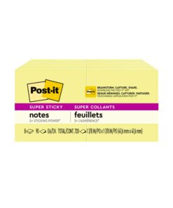 Post-it Super Sticky Notes, 2x2 in, 8 Pads, 2x the Sticking Power, Canary Yellow, Recyclable (622-8SSCY) 15 61 fkfMxcpL