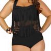 Uniarmoire Womens Plus Size High Waist Fringe Swimwear Two Piece Swimsuit 3X-Large Black 17 61 gA6ybpYL