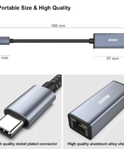 BENFEI USB-C to Ethernet Adapter, USB Type-C (Thunderbolt 3/4) to RJ45 Gigabit Ethernet LAN Network Adapter Compatible with iPhone 15 Pro/Max, MacBook Pro/Air 2023, iPad Pro,iMac, S23, XPS 17 and More 1 20 61 gUUp57YL