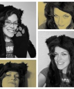 Black Cat Full Animal Hood Hoodie Hat Faux Fur 3 in 1 Function Paw Mittens Gloves 11 61 iNuHAxlL