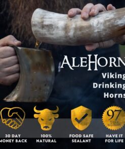 AleHorn Original Handcrafted Authentic Viking Drinking Horn Tankard for Beer Mead Ale - Genuine Medieval Inspired Stein Mug Food Safe Vessel with Handle (XXL - 30oz, Durable Resin Base) XXL - 30oz 25 61 j7wLK6jL 1