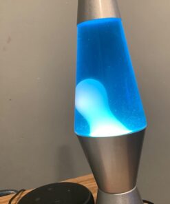 Lava Lite 1953 Silver Base Lamp with White Wax in Blue Liquid, 11.5", White Wax/Blue Liquid/Silver Base White / Blue / Silver 26 61 jl2jbXEL