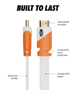 Alternative view of Flat Cable HDMI - 2.0 - High Speed HDMI Flat Wire, by Ultra Clarity - CL3 Rated - Audio Return Channel (ARC) 4K Ultra HD 2160p / Bandwidth up to 18Gbps / 3D HD 2 X 1080p Ready (25 feet 1-Pack) 25Feet-1Pack