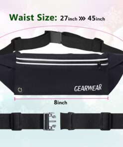 GEARWEAR Running Waist Belt Fanny Pack Phone Holder for iPhone XR XS MAX 8 Plus Runner Pouch Bag Men Women for Workout Walking Fitness Exercise Gym Athletes Hiking BLACK/ 27"-45" 13 61 oddPCbL