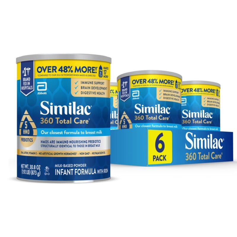 Catalog 9 Similac 360 Total Care Infant Formula, with 5 HMO Prebiotics, Our Closest Formula to Breast Milk, Non-GMO, Baby Formula Powder, 30.8-oz Can (Case of 6)