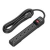 DEWENWILS 6-Outlet Power Strip Surge Protector, 15FT Long Extension Cord, Low Profile Flat Plug, 15 Amp Circuit Breaker, 500 Joules, Wall Mount, Black, UL Listed 6 61 q2w2N2fL