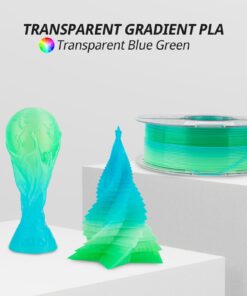 AMOLEN PLA 3D Printer Filament, PLA Filament 1.75mm Transparent Blue Green, with Light Transmission Feature, Compatible with Most FDM Printer, 1KG/2.2lb 8 61 qY oUDWL
