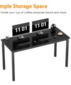 Need 55 Inch Large Computer Desk - Modern Simple Style Home Office Gaming Desk, Basic Writing Table for Study Student, Black Metal Frame, Black 55 inches 25 61 qoxTIH2L